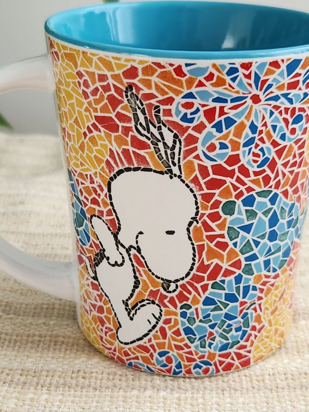 Snoopy Mosaic Colorful Mug Gibson Overseas Peanuts Stained Cup 14 Oz